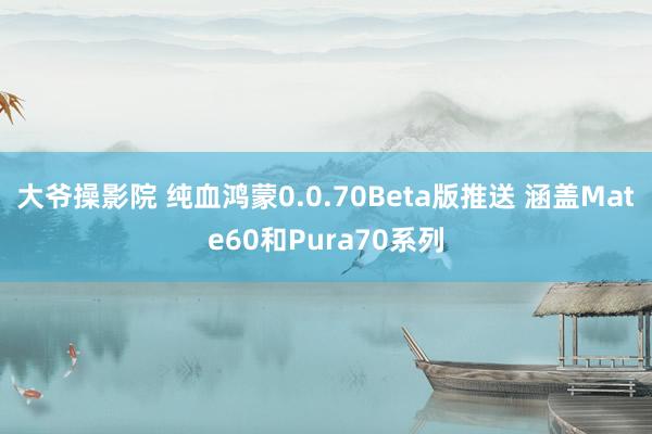 大爷操影院 纯血鸿蒙0.0.70Beta版推送 涵盖Mate60和Pura70系列