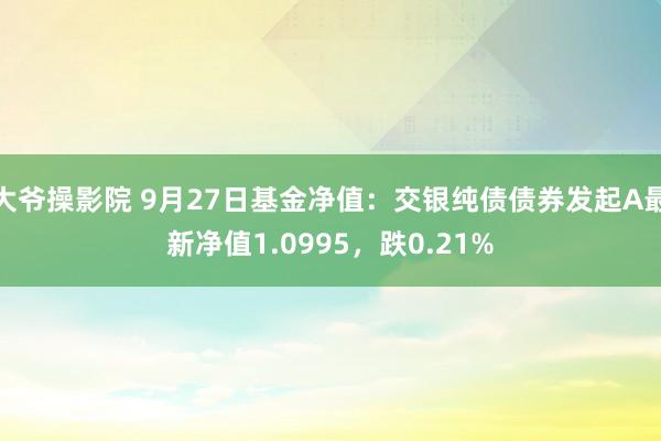 大爷操影院 9月27日基金净值：交银纯债债券发起A最新净值1.0995，跌0.21%
