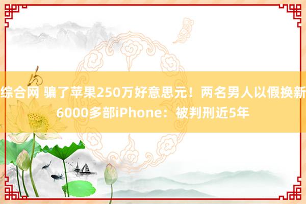 综合网 骗了苹果250万好意思元！两名男人以假换新6000多部iPhone：被判刑近5年