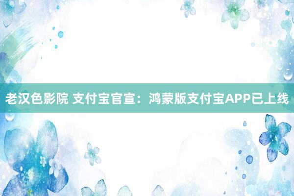 老汉色影院 支付宝官宣：鸿蒙版支付宝APP已上线