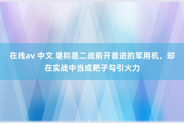 在线av 中文 堪称是二战前开首进的军用机，却在实战中当成靶子勾引火力