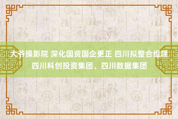 大爷操影院 深化国资国企更正 四川拟整合组建四川科创投资集团、四川数据集团