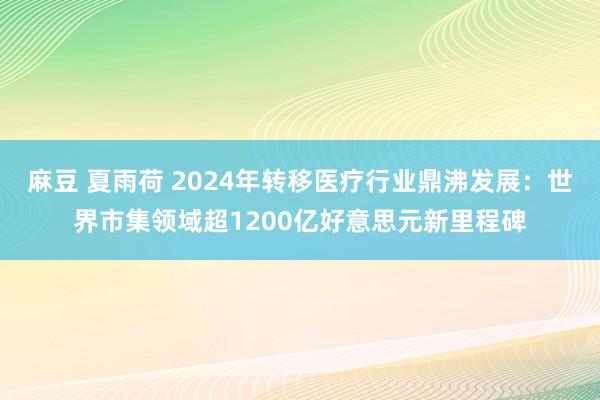 麻豆 夏雨荷 2024年转移医疗行业鼎沸发展：世界市集领域超1200亿好意思元新里程碑