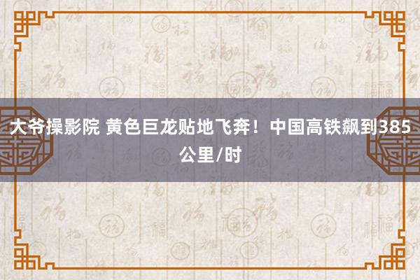 大爷操影院 黄色巨龙贴地飞奔！中国高铁飙到385公里/时