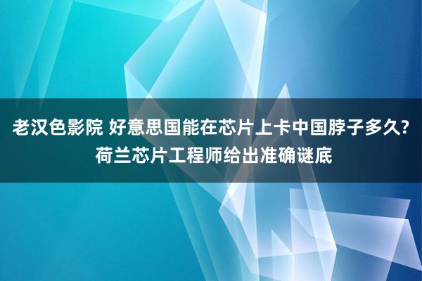 老汉色影院 好意思国能在芯片上卡中国脖子多久? 荷兰芯片工程师给出准确谜底