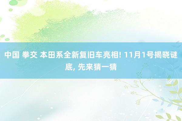 中国 拳交 本田系全新复旧车亮相! 11月1号揭晓谜底， 先来猜一猜
