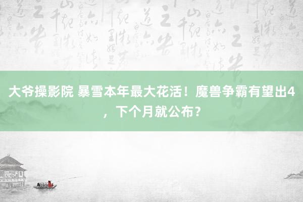 大爷操影院 暴雪本年最大花活！魔兽争霸有望出4，下个月就公布？