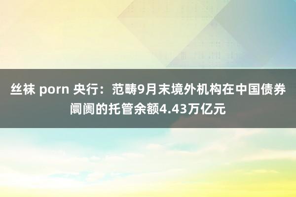 丝袜 porn 央行：范畴9月末境外机构在中国债券阛阓的托管余额4.43万亿元