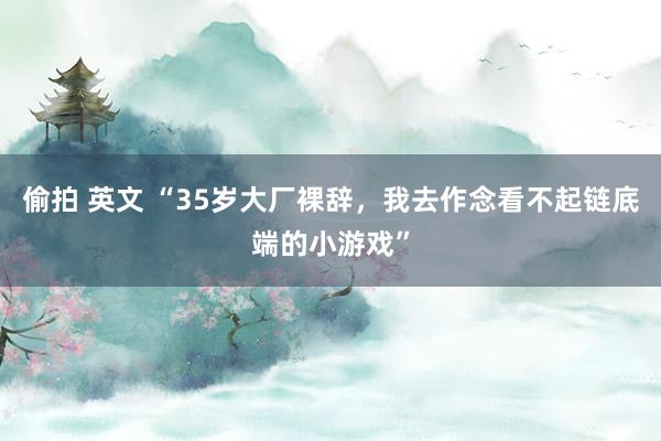 偷拍 英文 “35岁大厂裸辞，我去作念看不起链底端的小游戏”