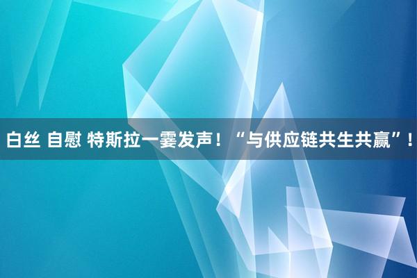 白丝 自慰 特斯拉一霎发声！“与供应链共生共赢”！