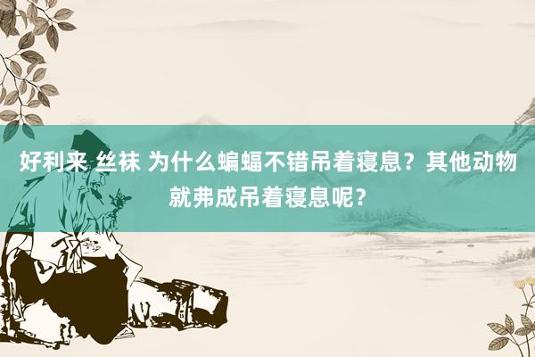 好利来 丝袜 为什么蝙蝠不错吊着寝息？其他动物就弗成吊着寝息呢？