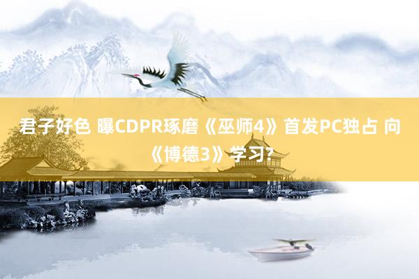 君子好色 曝CDPR琢磨《巫师4》首发PC独占 向《博德3》学习?