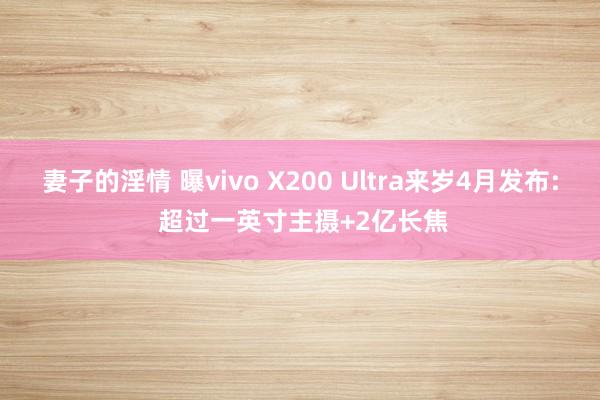 妻子的淫情 曝vivo X200 Ultra来岁4月发布: 超过一英寸主摄+2亿长焦