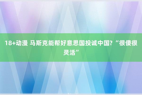 18+动漫 马斯克能帮好意思国投诚中国? “很傻很灵活”