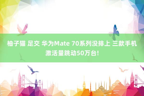 柚子猫 足交 华为Mate 70系列没排上 三款手机激活量跳动50万台!