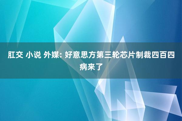 肛交 小说 外媒: 好意思方第三轮芯片制裁四百四病来了
