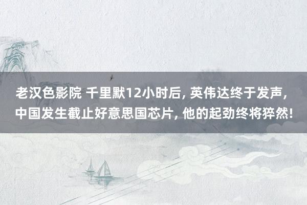 老汉色影院 千里默12小时后， 英伟达终于发声， 中国发生截止好意思国芯片， 他的起劲终将猝然!