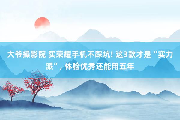 大爷操影院 买荣耀手机不踩坑! 这3款才是“实力派”， 体验优秀还能用五年