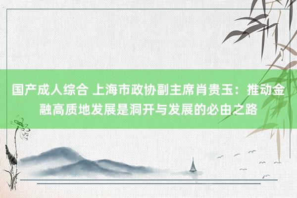 国产成人综合 上海市政协副主席肖贵玉：推动金融高质地发展是洞开与发展的必由之路
