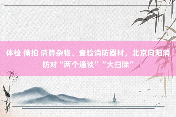 体检 偷拍 清算杂物、查验消防器材，北京向阳消防对“两个通谈”“大扫除”