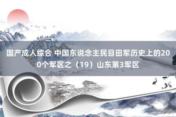 国产成人综合 中国东说念主民目田军历史上的200个军区之(19)山东第3军区