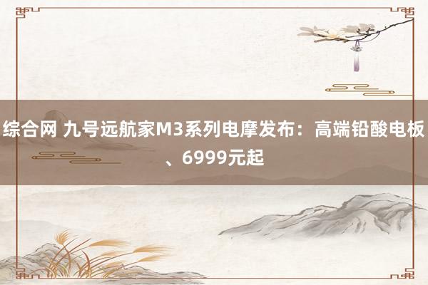 综合网 九号远航家M3系列电摩发布：高端铅酸电板、6999元起