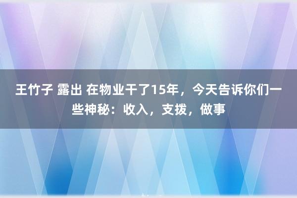 王竹子 露出 在物业干了15年，今天告诉你们一些神秘：收入，支拨，做事