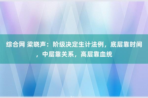 综合网 梁晓声：阶级决定生计法例，底层靠时间，中层靠关系，高层靠血统