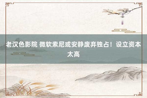 老汉色影院 微软索尼或安静废弃独占！设立资本太高