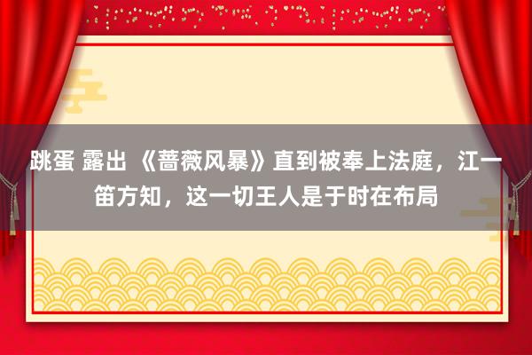 跳蛋 露出 《蔷薇风暴》直到被奉上法庭，江一笛方知，这一切王人是于时在布局
