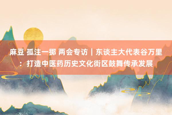 麻豆 孤注一掷 两会专访｜东谈主大代表谷万里：打造中医药历史文化街区鼓舞传承发展