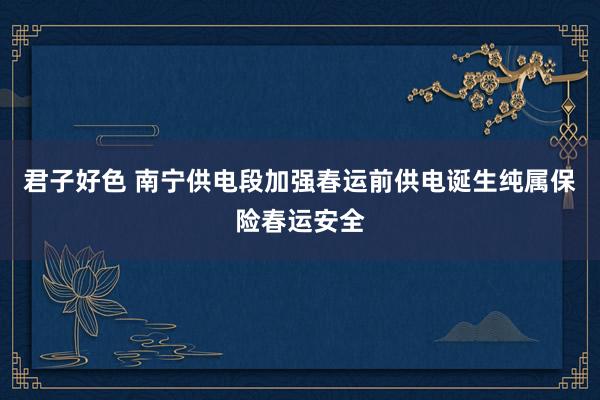 君子好色 南宁供电段加强春运前供电诞生纯属保险春运安全