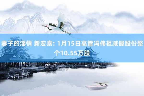 妻子的淫情 新宏泰: 1月15日高管冯伟祖减握股份整个10.55万股