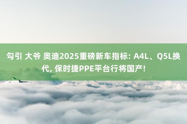 勾引 大爷 奥迪2025重磅新车指标: A4L、Q5L换代， 保时捷PPE平台行将国产!
