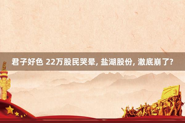 君子好色 22万股民哭晕， 盐湖股份， 澈底崩了?