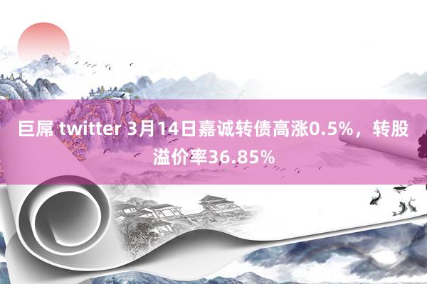 巨屌 twitter 3月14日嘉诚转债高涨0.5%，转股溢价率36.85%