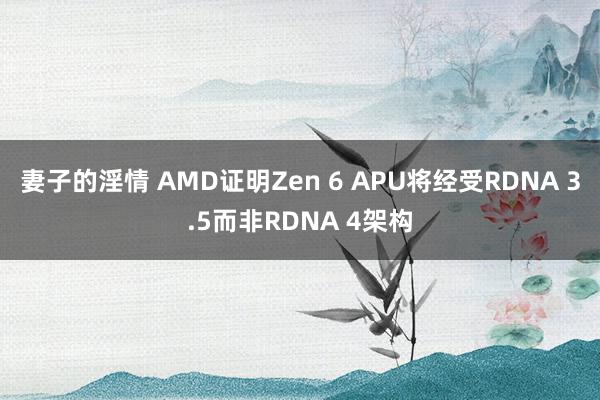 妻子的淫情 AMD证明Zen 6 APU将经受RDNA 3.5而非RDNA 4架构