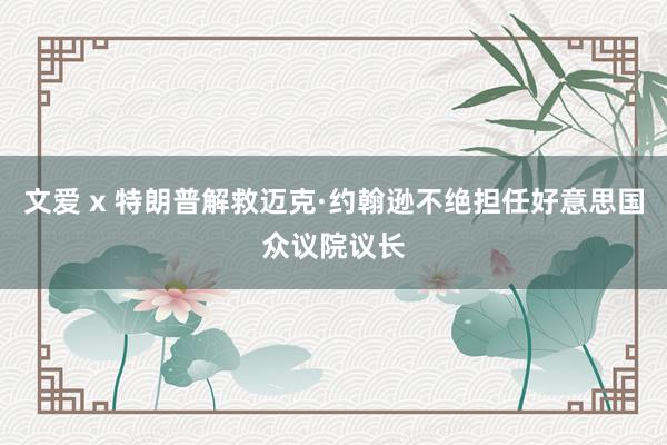 文爱 x 特朗普解救迈克·约翰逊不绝担任好意思国众议院议长