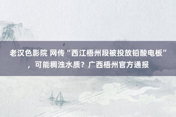 老汉色影院 网传“西江梧州段被投放铅酸电板”，可能稠浊水质？广西梧州官方通报