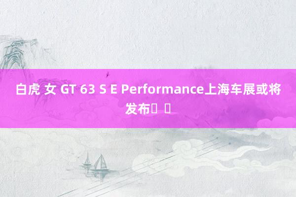 白虎 女 GT 63 S E Performance上海车展或将发布⚠️