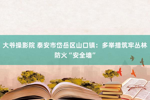 大爷操影院 泰安市岱岳区山口镇：多举措筑牢丛林防火“安全墙”