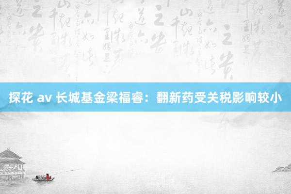 探花 av 长城基金梁福睿：翻新药受关税影响较小