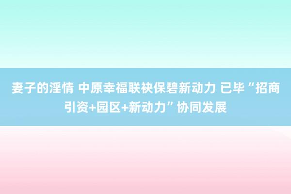 妻子的淫情 中原幸福联袂保碧新动力 已毕“招商引资+园区+新动力”协同发展