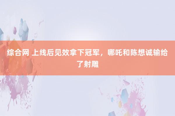 综合网 上线后见效拿下冠军，哪吒和陈想诚输给了射雕