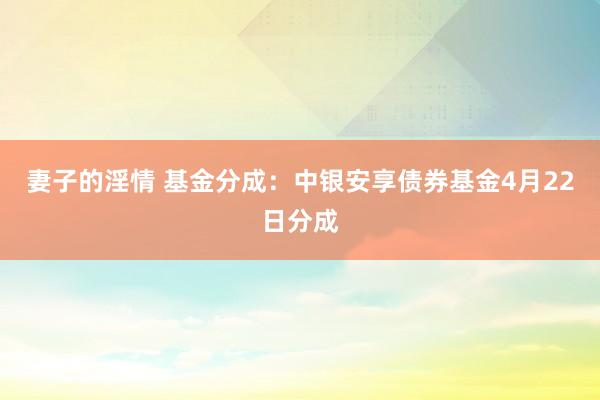 妻子的淫情 基金分成：中银安享债券基金4月22日分成