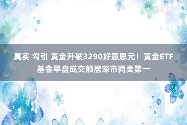 真实 勾引 黄金升破3290好意思元！黄金ETF基金早盘成交额居深市同类第一