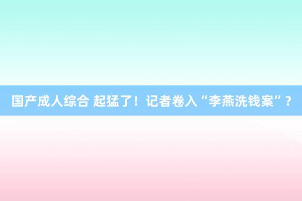 国产成人综合 起猛了！记者卷入“李燕洗钱案”？
