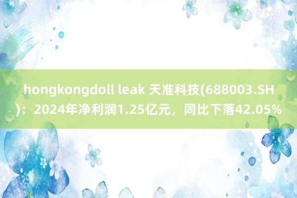 hongkongdoll leak 天准科技(688003.SH)：2024年净利润1.25亿元，同比下落42.05%