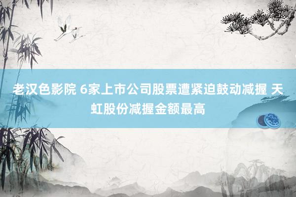 老汉色影院 6家上市公司股票遭紧迫鼓动减握 天虹股份减握金额最高