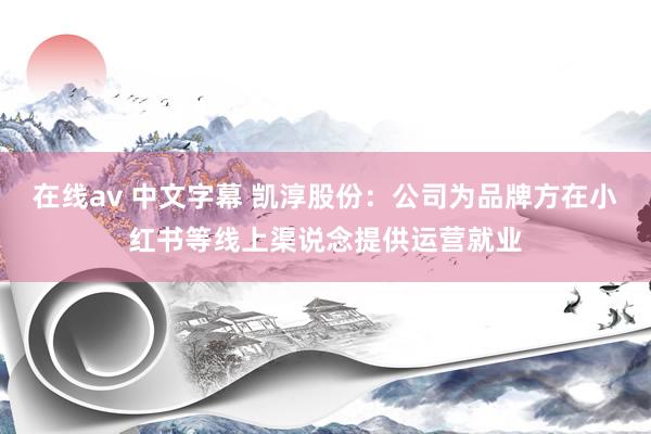 在线av 中文字幕 凯淳股份：公司为品牌方在小红书等线上渠说念提供运营就业